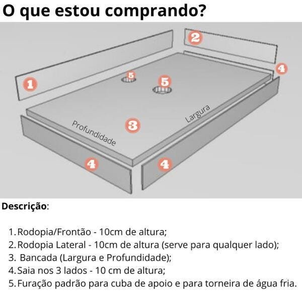 Bancada de Banheiro Quartzo Stone Italiano 70cmx40cm - 3
