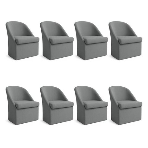 Kit 8 Poltronas Decorativas Malli Boucle - Pallazio Cor:Grafite