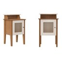 Ver imagem 1 de Kit 2 Mesas de Cabeceira 100% MDF Porta Reversível Detalhes Curvos Marrom