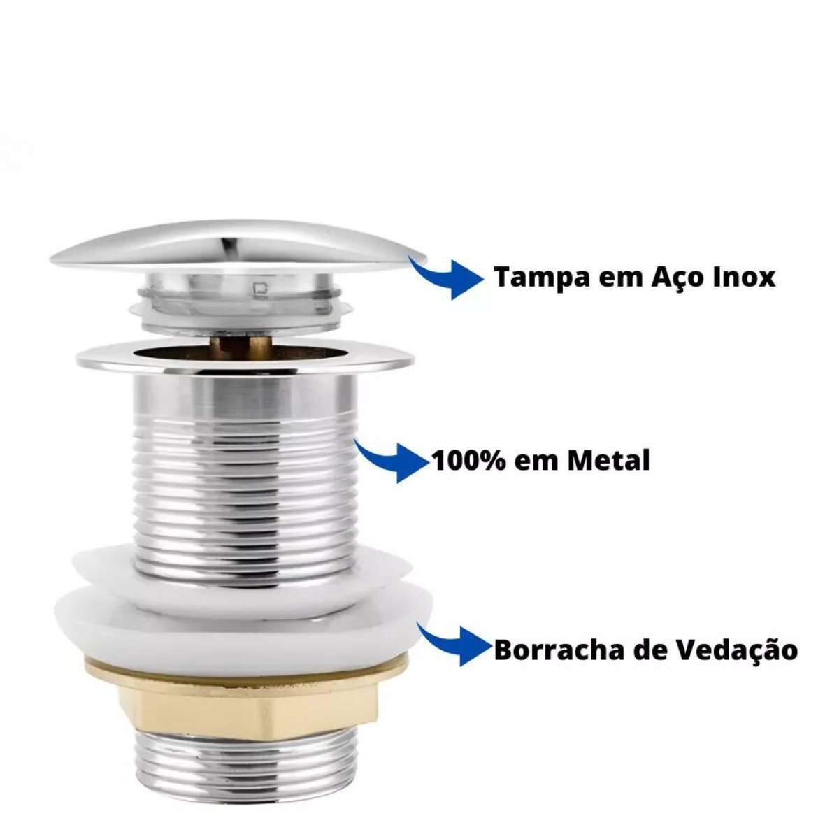 Válvulas Click Up Luxo Inteligente Inox para Cuba 7/8 - 4