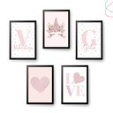 Ver imagem 1 de Quadros Decorativos irmãs Unicórnio Love e Coração Rosa:Preta