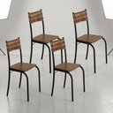 Ver imagem 4 de Kit 4 Cadeiras Atlanta Corino Marrom e Rattan Carvalho Tubo Preto Fosco