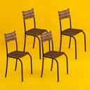 Ver imagem 5 de Kit 4 Cadeiras Atlanta Corino Marrom e Rattan Carvalho Tubo Preto Fosco