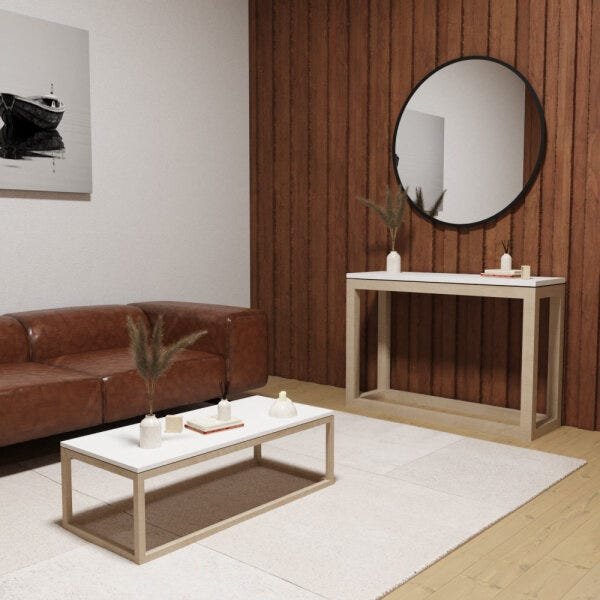 Mesa de Apoio Decorativa Oreo Natural/Branco - Gran Belo - 5