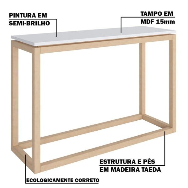 Mesa de Apoio Decorativa Oreo Natural/Branco - Gran Belo - 3