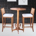 Ver imagem 4 de Mesa Bar Redonda com Suporte para Pés Madeira Maciça Adan Amêndoa Mel - Gran Belo