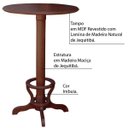 Ver imagem 2 de Mesa Bar Redonda com Suporte para Pés Madeira Maciça Adan Imbuia - Gran Belo