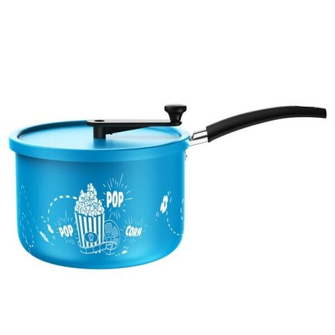 Pipoqueira de Alumínio Antiaderente com Cabos de Baquelite e Fundo Retificado Azul 22Cm