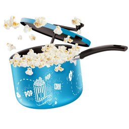 Pipoqueira de Alumínio Antiaderente com Cabos de Baquelite e Fundo Retificado Azul 22Cm - 3
