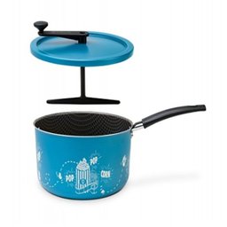 Pipoqueira de Alumínio Antiaderente com Cabos de Baquelite e Fundo Retificado Azul 22Cm - 2
