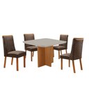 Ver imagem 2 de Mesa de Jantar Olimpia 90cm Tampo MDF Vidro Canto Copo com 4 Cadeiras Yasmin