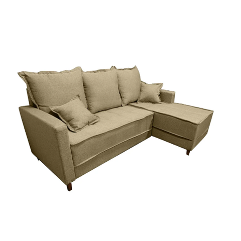 Sofá com Chaise Bolonha - Linho Bege 02