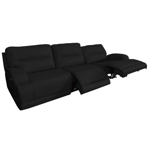 Sofá 3 Lugares Jacarta Reclinável Elétrico 2,50M Couro Preto - Idea Relax - 1