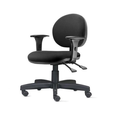 Cadeira 323 com Bracos Assento Courino Preto Base Metalica - 54840