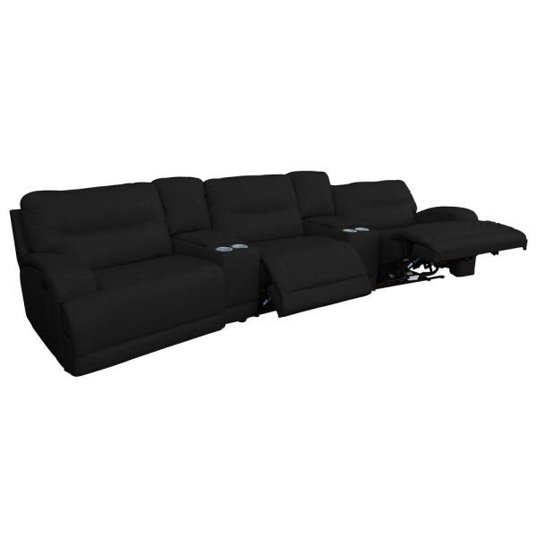 Sofá 3 Lugares Jacarta Reclinável Elétrico 3,36M Couro Preto com Porta Copos - Idea Relax - 1