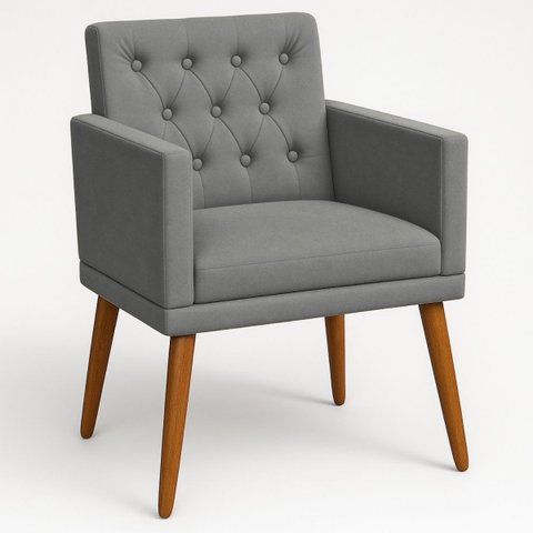 Cadeira Poltrona para Sala de Estar Decor Resistente Recepção Pés de Madeira Tecido Suede