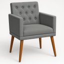 Ver imagem 1 de Cadeira Poltrona para Sala de Estar Decor Resistente Recepção Pés de Madeira Tecido Suede