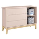 Ver imagem 4 de Dormitório Infantil Classic 2 Portas, Cômoda 1 Porta, Berço Rosa Fosco com Pés Madeira Natural e Col