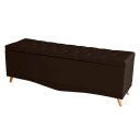 Ver imagem 3 de Kit Estrela Cabeceira de Cama Painel e Calçadeira Baú Botão Cristal King 195 Cm Suede Marrom Eli Móv