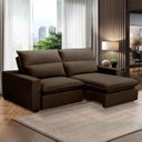 Ver imagem 1 de Sofa 2 Lugares Retrátil Reclinavel 200cm Veludo Marrom Andreza