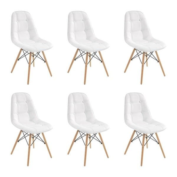 Kit 6 Cadeiras Decorativas Sala e Escritório Cadenna (Pu) Branca - Gran Belo - 1