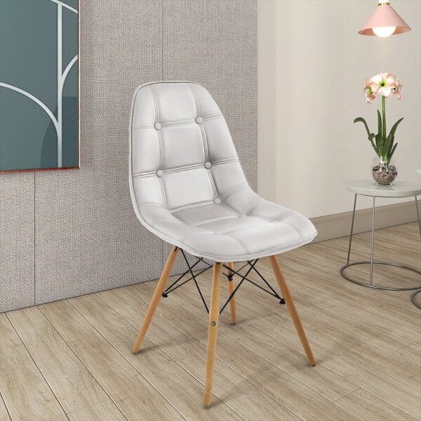 Kit 3 Cadeiras Decorativas Sala e Escritório Cadenna (Pu) Branca - Gran Belo - 5