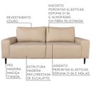 Ver imagem 2 de Sofá 2 Lugares Sala de Estar Recepção 2,00M Brad Couro Bege - Gran Belo