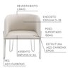 Kit 03 Poltronas Decorativas Sala de Estar Base Aço Cinza MGA Linho Bege - Gran Belo - 2