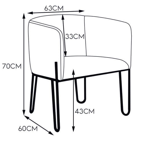 Kit 03 Poltronas Decorativas Sala de Estar Base Aço Cinza MGA Linho Bege - Gran Belo - 3