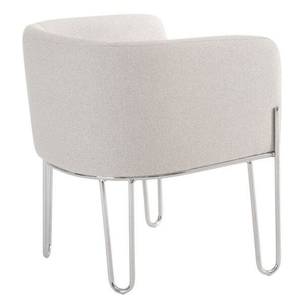 Kit 03 Poltronas Decorativas Sala de Estar Base Aço Cinza MGA Linho Bege - Gran Belo - 6
