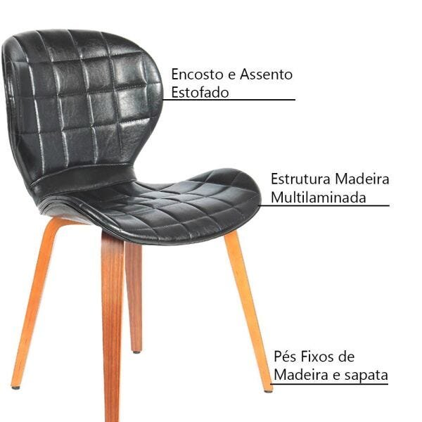 Kit 2 Cadeiras Decorativas de Escritório Recepção Granclass (Pu) Preto - 3