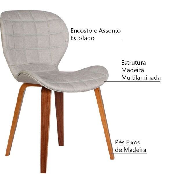 Kit 5 Cadeiras Decorativas de Escritório Recepção Granclass Linho Bege - Gran Belo - 3