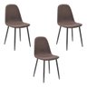 Kit 3 Cadeira Decorativa Sala e Escritório Base Preta Emotion Linho Marrom - Gran Belo - 1