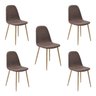 Kit 5 Cadeiras Decorativas Sala e Escritório Base Claro Emotion Marrom Linho - Gran Belo - 1