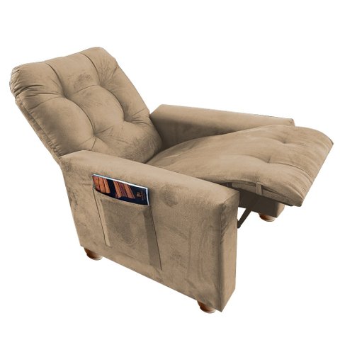Poltrona Reclinavel com Porta Revista do Papai Confort -capuccino
