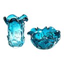 Ver imagem 4 de Kit 2 Pçs Centro de Mesa + Vaso de Cristal Murano Azul Turquesa Tiger Gifts Jantar Casamento Festa E