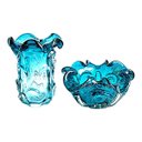 Ver imagem 1 de Kit 2 Pçs Centro de Mesa + Vaso de Cristal Murano Azul Turquesa Tiger Gifts Jantar Casamento Festa E