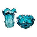 Ver imagem 3 de Kit 2 Pçs Centro de Mesa + Vaso de Cristal Murano Azul Turquesa Tiger Gifts Jantar Casamento Festa E