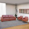 Conjunto de Sofá 4 Lugares Bipartido 260cm com 2 Poltronas Bia/milano Couro Caramelo - Gran Belo - 7
