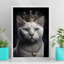 Ver imagem 1 de Quadro Decorativo Gato Branco Com Coroa 24x18cm:Madeira preta