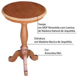 Conjunto 3 Mesas de Apoio Lateral Redonda Madeira Maciça Jovi Amêndoa Mel - Gran Belo - 2