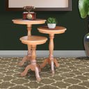 Ver imagem 7 de Conjunto 3 Mesas de Apoio Lateral Redonda Madeira Maciça Jovi Amêndoa Mel - Gran Belo