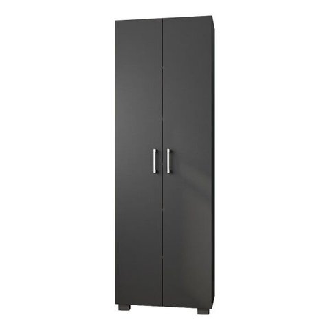 Estante de Livros para Escritório Home Office Portas Grandes Alf Preto Texturizado - Gran Belo