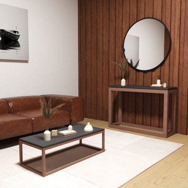 Mesa de Apoio Decorativa Oreo Amêndoa/Preto - Gran Belo - 5