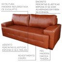Ver imagem 2 de Sofá 3 Lugares Sala de Estar Roma 2,30M Couro Conhaque - Gran Belo