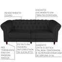 Ver imagem 2 de Jogo de Sofá 3 e 4 Lugares Sala de Estar Bérgamo Couro Preto - Gran Belo