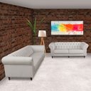 Ver imagem 7 de Jogo de Sofá 3 e 4 Lugares Sala de Estar Bérgamo Couro Off White - Gran Belo