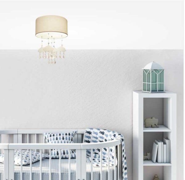 LUSTRE PENDENTE INFANTIL NUVENS COM CÚPULA 30CM AZUL BEBÊ - 3