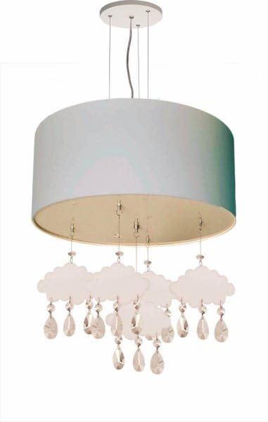 LUSTRE PENDENTE INFANTIL NUVENS COM CÚPULA 30CM AZUL BEBÊ - 1