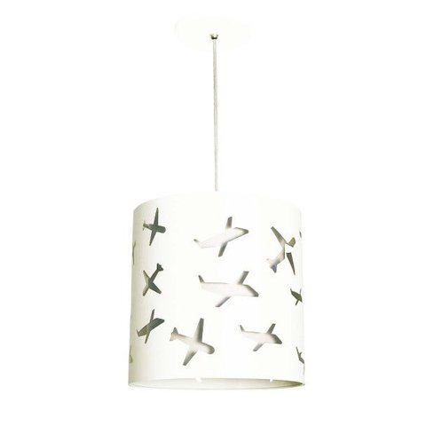 LUSTRE PENDENTE INFANTIL AVIÕES 25X25 BRANCO